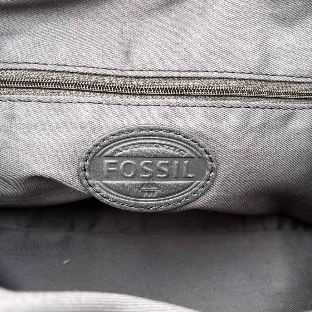 Fossil Satchel Patchwork Leather Geometric Crossbody Bag Purse Gray